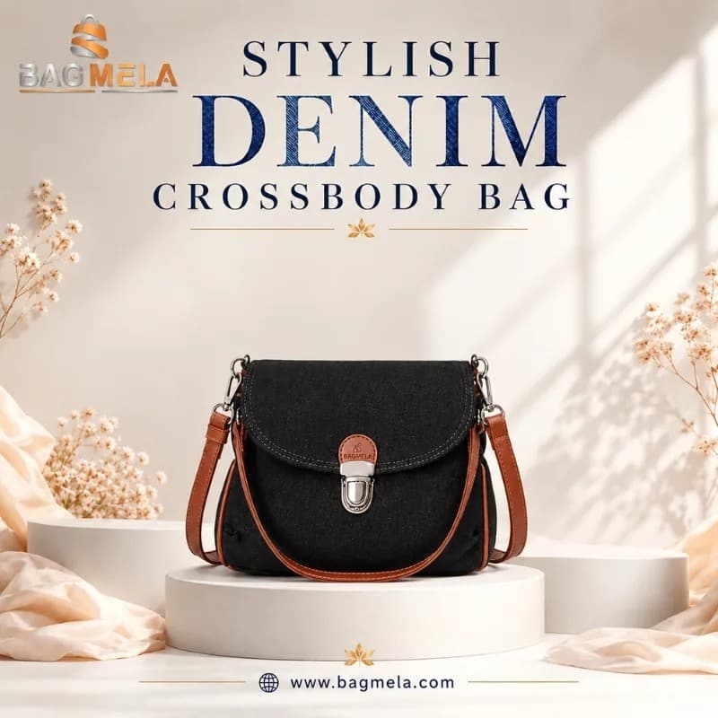 RH-07 Black Stylish Denim Crossbody Bag
